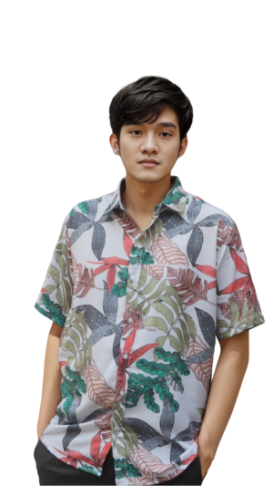 Men's Printed Shirts for Men Relaxed Fit Tropical Leaf Hawaiian Casual Shirt Stylish Vacation Casual Summer Shirts (Color:- Multi2)