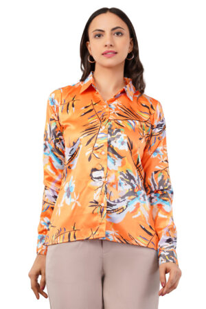 Women's Stylish Slim Fit Solid Satin Cotton Comfortable and Breathable Fabric Casual, Formal Full Sleeves Regular Fit Shirts for Office Wear (Color :- Multi)